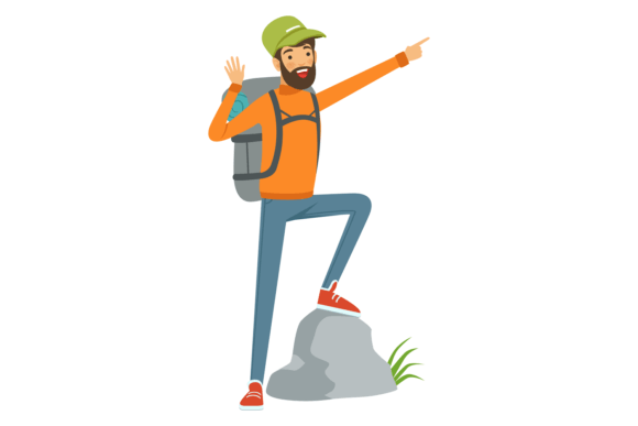 Download Hiking Tourist Pointing Direction. Outdo - Tour Collection