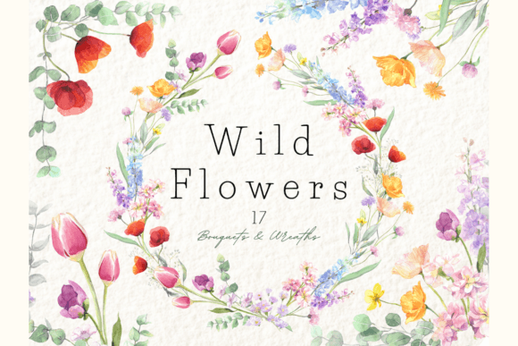 Download Watercolor Wildflower Bouquets &amp; Wreaths - Wreaths Collection