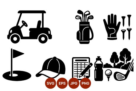 Download Golf Cart and Golf Equipment Icons - Equipment Collection